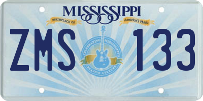 MS license plate ZMS133