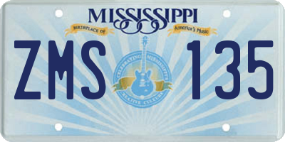 MS license plate ZMS135