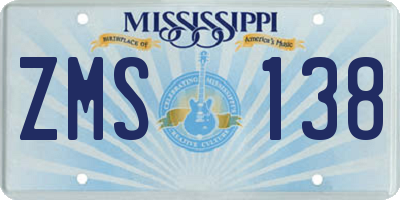 MS license plate ZMS138