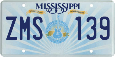MS license plate ZMS139