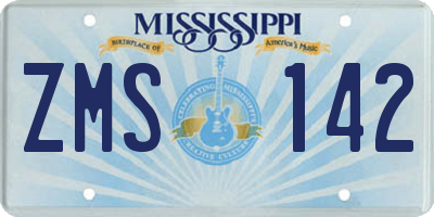 MS license plate ZMS142