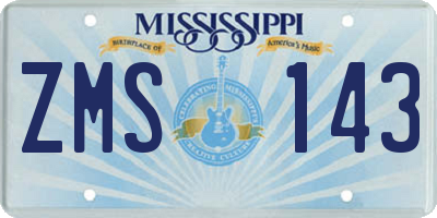 MS license plate ZMS143