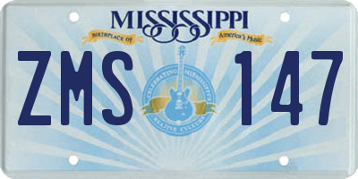MS license plate ZMS147