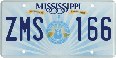MS license plate ZMS166