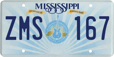 MS license plate ZMS167