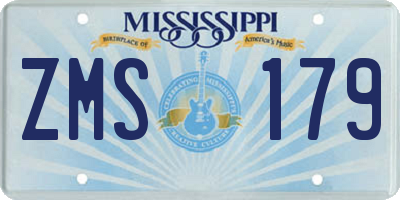 MS license plate ZMS179