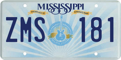 MS license plate ZMS181