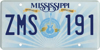 MS license plate ZMS191