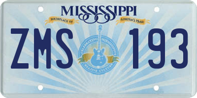 MS license plate ZMS193