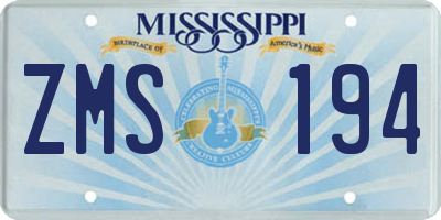 MS license plate ZMS194