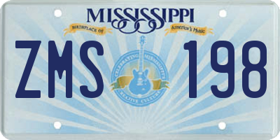 MS license plate ZMS198