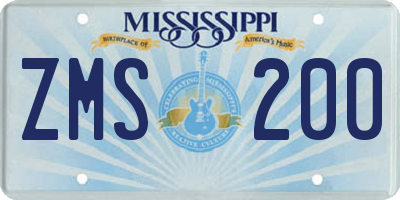 MS license plate ZMS200
