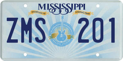 MS license plate ZMS201