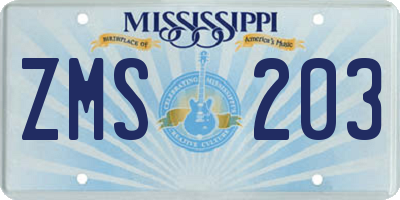 MS license plate ZMS203