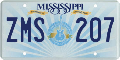 MS license plate ZMS207