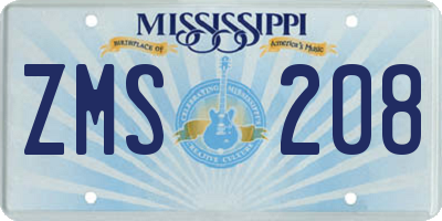 MS license plate ZMS208