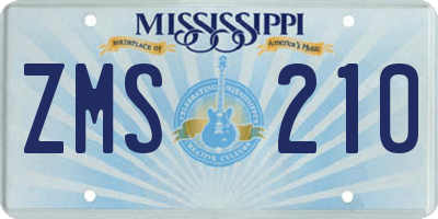 MS license plate ZMS210