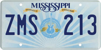 MS license plate ZMS213
