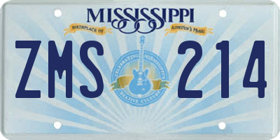 MS license plate ZMS214