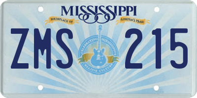 MS license plate ZMS215