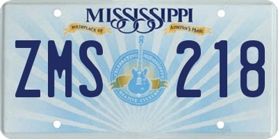 MS license plate ZMS218