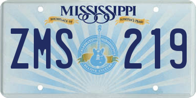 MS license plate ZMS219