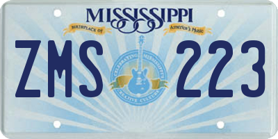 MS license plate ZMS223