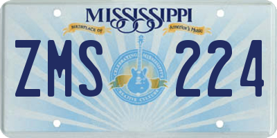 MS license plate ZMS224