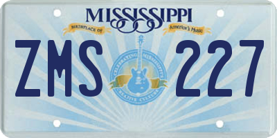 MS license plate ZMS227