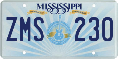 MS license plate ZMS230