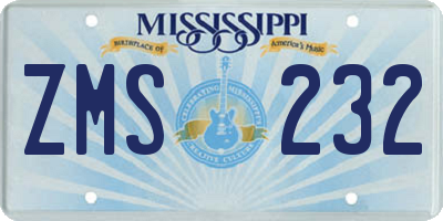 MS license plate ZMS232