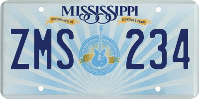 MS license plate ZMS234