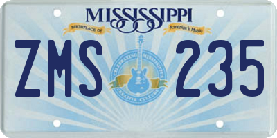 MS license plate ZMS235