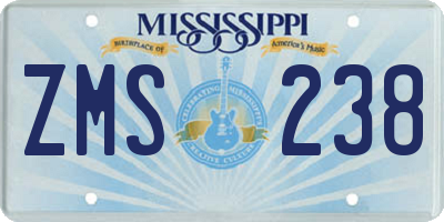 MS license plate ZMS238