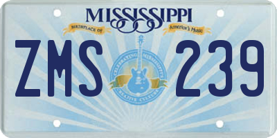 MS license plate ZMS239