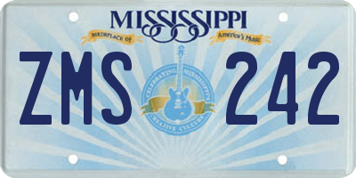 MS license plate ZMS242