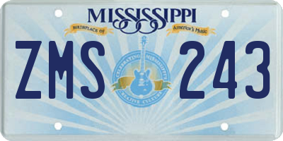MS license plate ZMS243