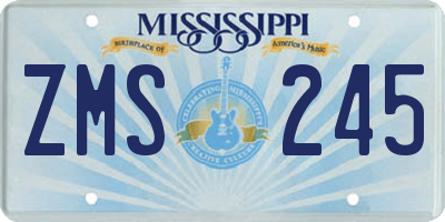 MS license plate ZMS245