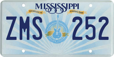 MS license plate ZMS252