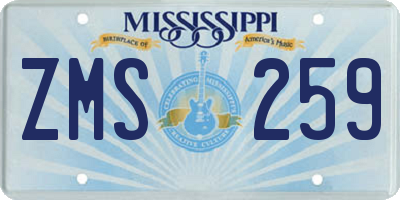 MS license plate ZMS259