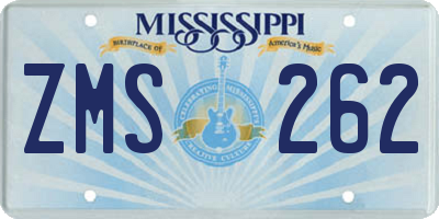 MS license plate ZMS262