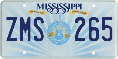 MS license plate ZMS265