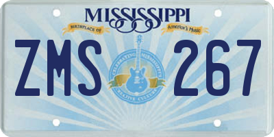 MS license plate ZMS267