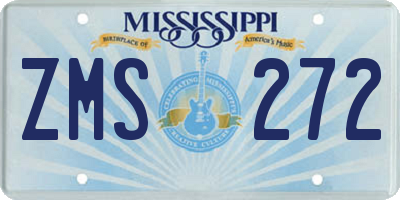 MS license plate ZMS272