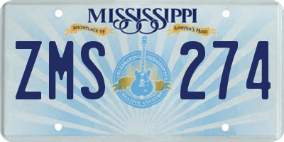MS license plate ZMS274