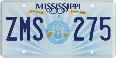 MS license plate ZMS275
