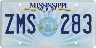 MS license plate ZMS283