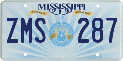 MS license plate ZMS287
