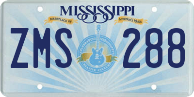 MS license plate ZMS288
