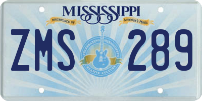 MS license plate ZMS289